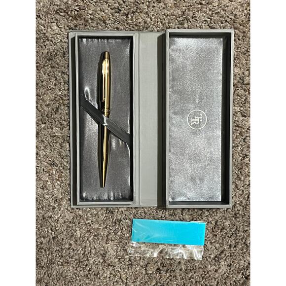 Things Remembered Brass Reflections Ballpoint Ink Pen / Black Ink w/Metal Plate - Picture 3 of 5